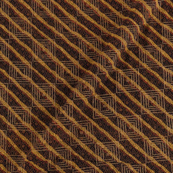 Cotton Authentic Bagru Carbon Colour Geometric Block Print Fabric 9016D