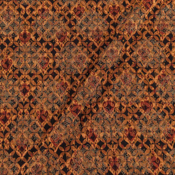 Cotton Authentic Bagru Apricot Colour Geometric Block Print Fabric 9016