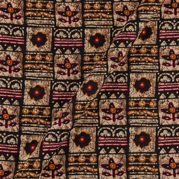 Buy Black Colour Batik Effect Ethnic Print Cotton Fabric 9023X