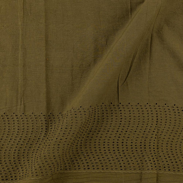 Plain Cotton Mehendi Green Colour Schiffli Cut Work Daman Border Fabric Online 9029H
