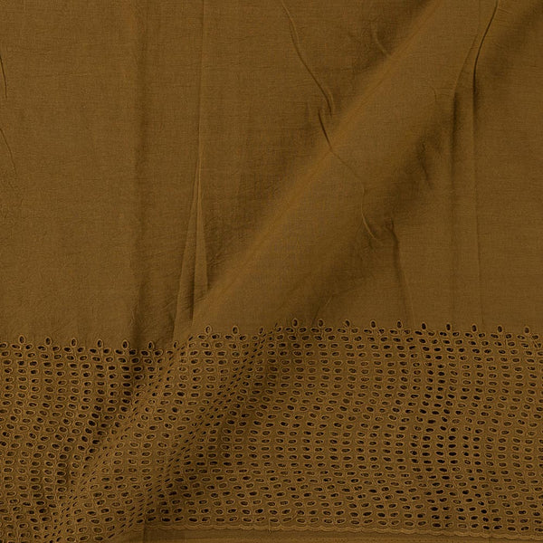 Plain Cotton Brown Colour Schiffli Cut Work Daman Border Fabric Online 9029J