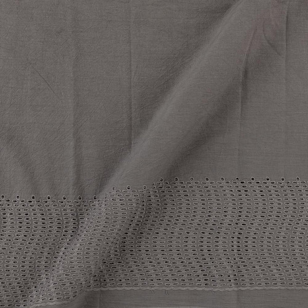 Plain Cotton Grey Colour Schiffli Cut Work Daman Border Fabric Online 9029K