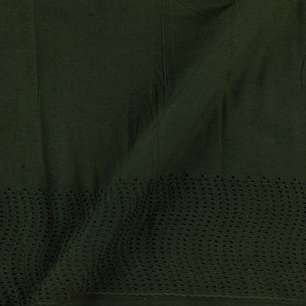 Plain Cotton Dark Green Colour Schiffli Cut Work Daman Border Fabric Online 9029L