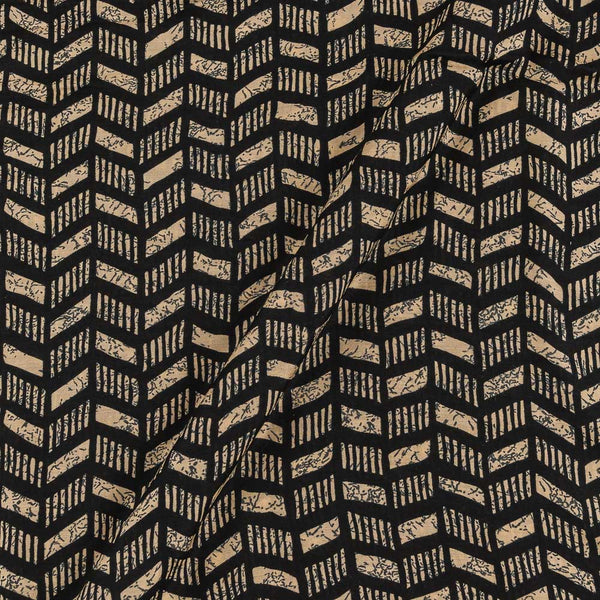 Buy Satin Feel Black Colour Geometric Print Viscose Fabric Online 9050I