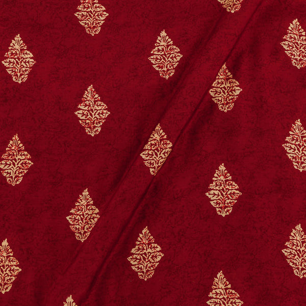 Buy Satin Feel Maroon Colour Leaves Print Viscose Fabric Online 9050J