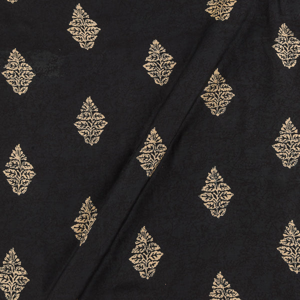 Buy Satin Feel Black Colour Leaves Print Viscose Fabric Online 9050L