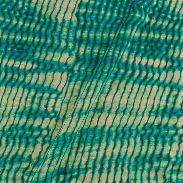 Buy Satin Feel Cream Sea Green Colour Stripes Dabu Print Viscose Fabric Online 9050V