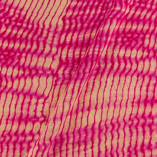 Buy Satin Feel Cream Fuchsia Pink Colour Stripes Dabu Print Viscose Fabric Online 9050W