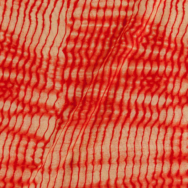Buy Satin Feel Cream Red Colour Stripes Dabu Print Viscose Fabric Online 9050X