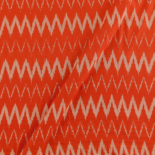 Cotton Ikat Fanta Orange Colour Washed Fabric Online 9150JS