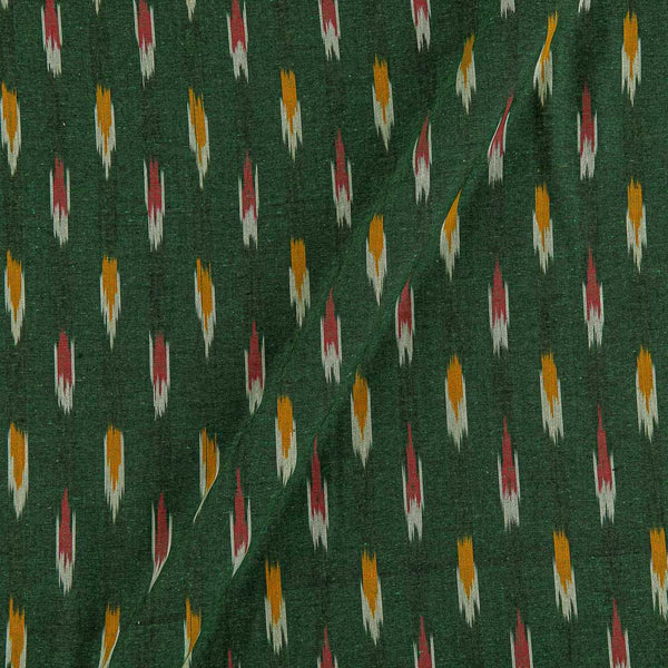 Buy Cotton Ikat Bottle Green Colour Washed Fabric 915NF Online