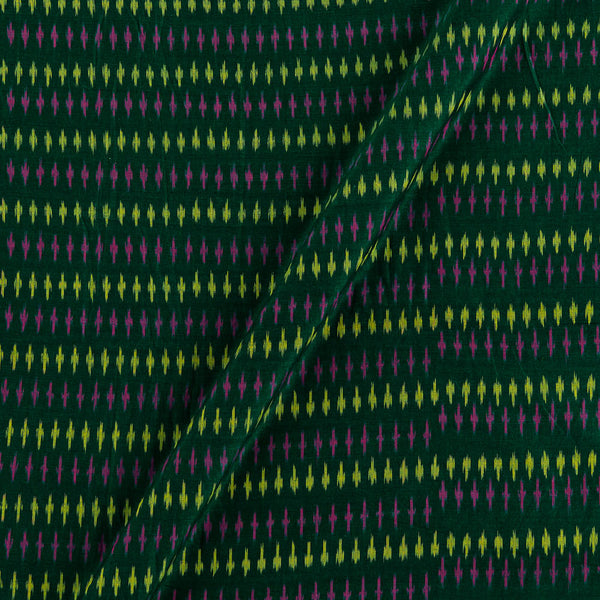 Mercerised Cotton Ikat Bottle Green Colour Fabric Online 9151D