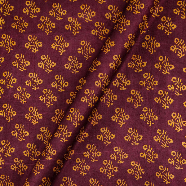 Buy Gaji Ripe Plum Colour Floral Hand Block Print Fabric 9354AU Online
