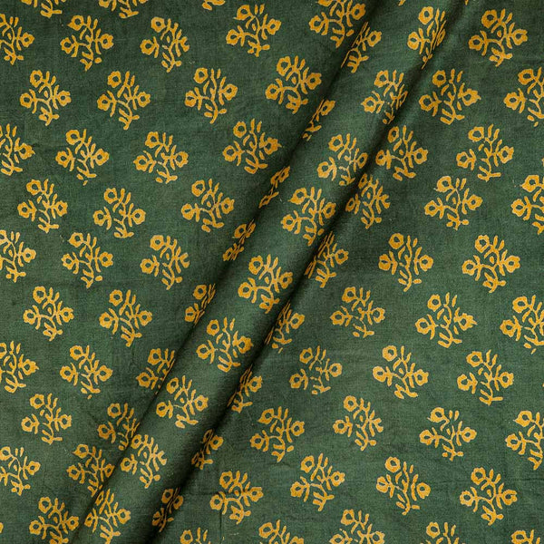 Buy Gaji Dark Green Colour Floral Hand Block Print Fabric 9354AX Online