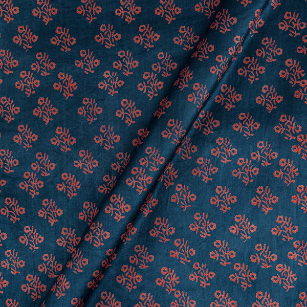 Buy Gaji Teal Blue Colour Floral Hand Block Print Fabric 9354BB Online