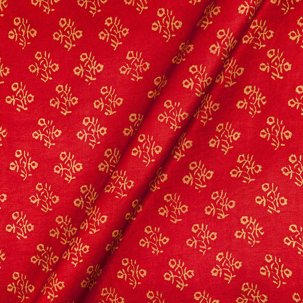 Buy Gaji Poppy Red Colour Floral Hand Block Print Fabric 9354BJ Online