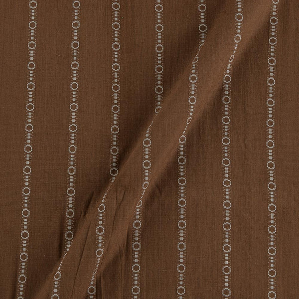 Buy Cotton Self Jacquard ALl over Border Pattern Nut Brown Colour Fabric 9359ABX Online