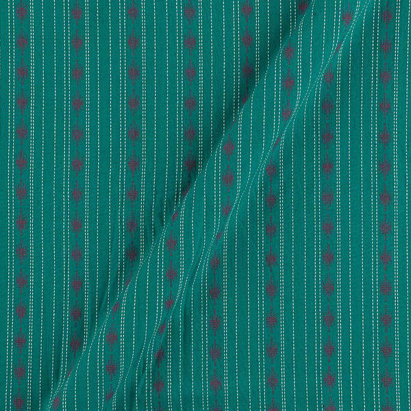 Buy Cotton Self Jacquard ALl over Border Pattern Sea Green Colour Fabric 9359ACI Online