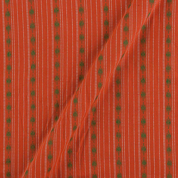 Buy Cotton Self Jacquard All over Border Pattern Orange Colour Fabric 9359ACK Online
