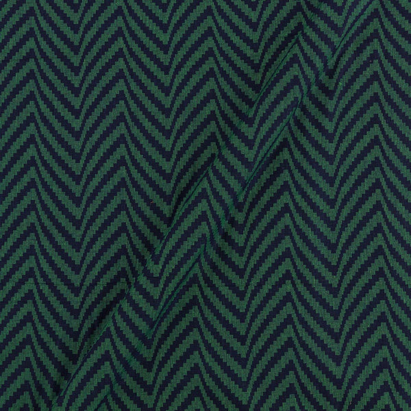 Buy Cotton Midnight Blue Colour Green Jacquard Geometric Pattern Fabric 9359AEN