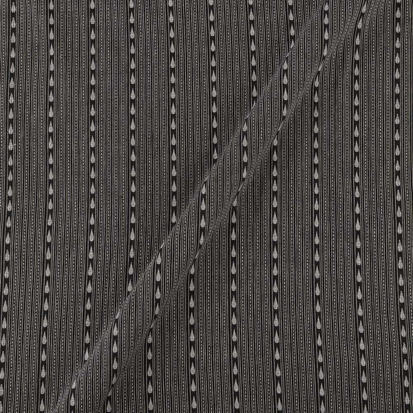 Cotton Jacquard All Over Border Design Stripe Pattern Kantha Black Colour Fabric Online 9359YE6