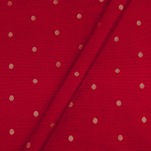 Spun Dupion Crimson Red Colour Golden Butta Fabric Online 9363BA