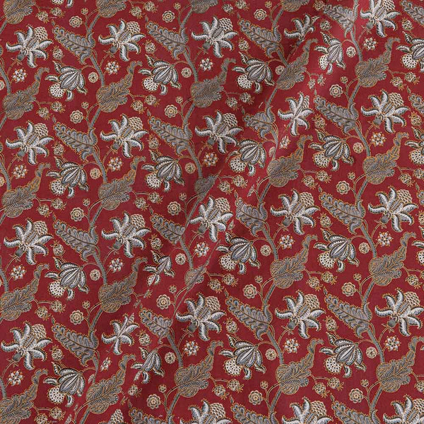 60's Cotton Maroon Colour Floral Jaal Gold Print Fabric 9366P Online