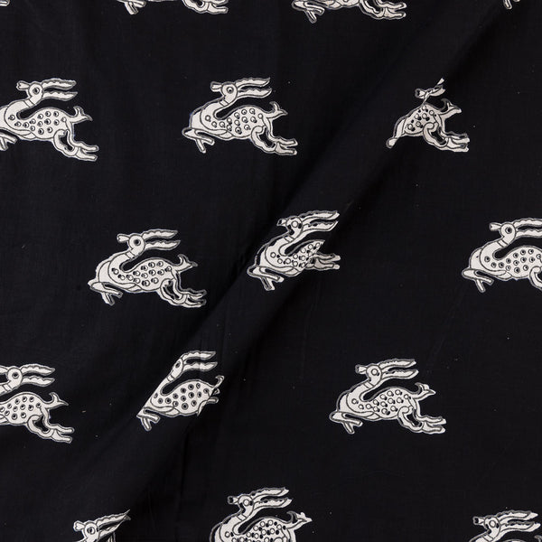 Cotton Black Colour Deer Motif Print Fabric Online 9378BD