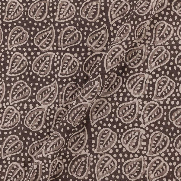 Buy White Colour Cedar Leaves Pattern Block Print Dabu Cotton Fabric Online 9383CV