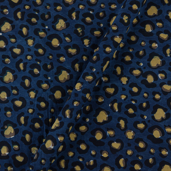 Buy Dark Blue Colour Abstract Pattern Block Print Dabu Cotton Fabric Online 9383DC
