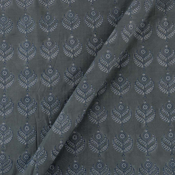 Buy Dabu Steel Grey Colour Floral Pattern Block Print Cotton Fabric Online 9383DS