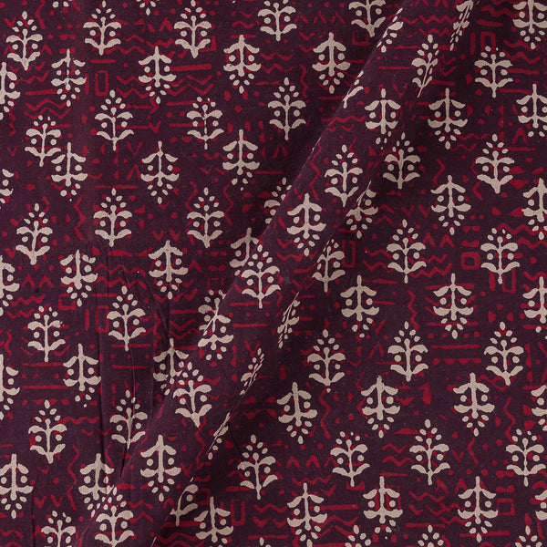 Buy Dabu Plum Colour Floral Pattern Block Print Cotton Fabric Online 9383ED
