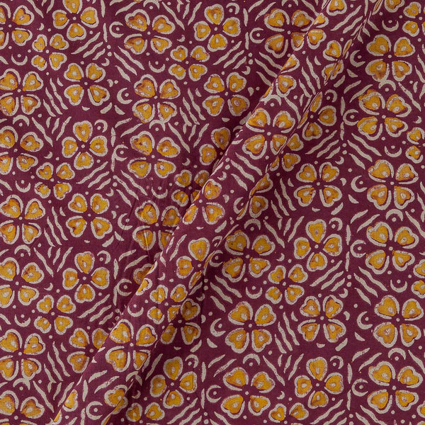 Buy Dabu Plum Colour Floral Pattern Block Print Cotton Fabric Online 9383EE
