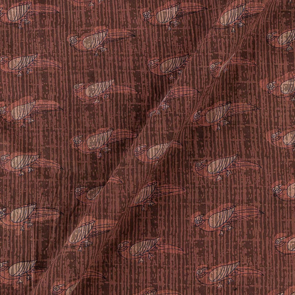 Buy Dabu Rosewood Colour Bird Motif Block Print Cotton Fabric Online 9383EM