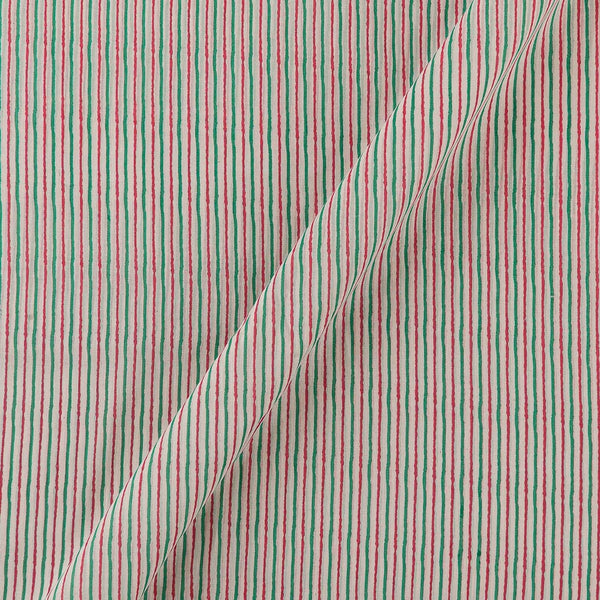 Cotton Mul Off White Colour Stripes Print Fabric Online 9385AJ