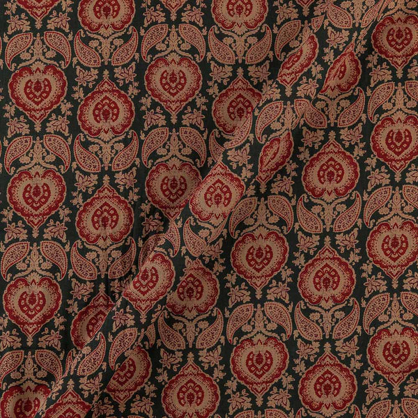 Cotton Mul Bottle Green Colour Ethnic Butta Print Fabric Online 9385BE3