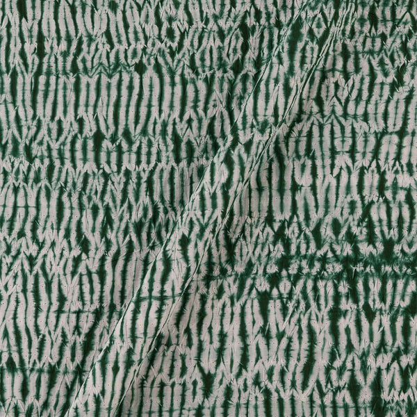 Cotton Tie and Dye Hand Shibori White & Bottle Green Colour Fabric Online 9387BJ 