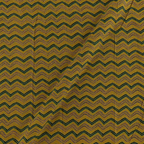 Cotton Mustard Green Colour Chevron Print Fabric 9389CX Online