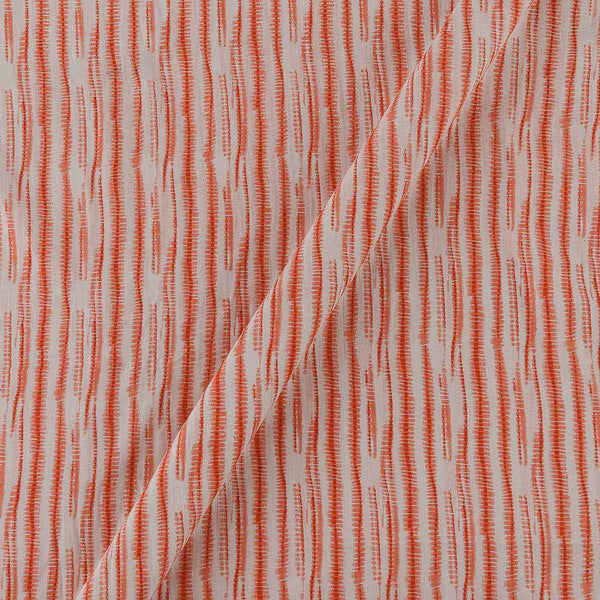 Cotton Off White & Orange Colour Tie Dye Print Fabric Online 9389GB