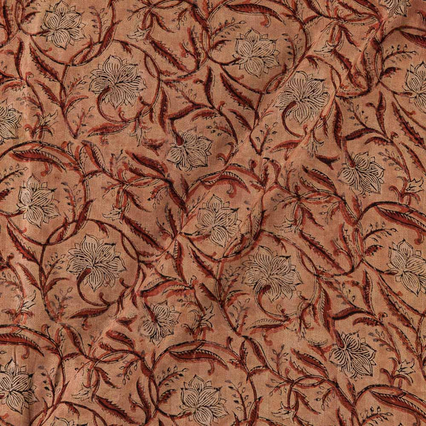 Dobby Cotton Authentic Jaipuri Ajrakh Beige Brown Colour Floral Jaal Print Fabric freeshipping - SourceItRight
