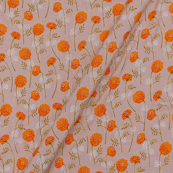 Cotton Slub Pale Peach Colour Floral Butta Silver Foil 43 Inches Width Printed Fabric freeshipping - SourceItRight
