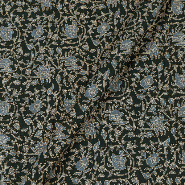 Cotton Dark Green Colour Jaal Gold Foil Print Fabric Online 9417AF