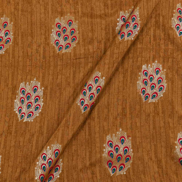 Buy Chinon Silk Feel Brown Colour Foil Printed Fabric Online 9419K
