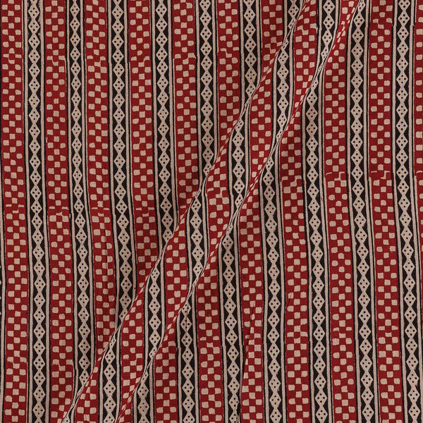 Cotton Authentic Bagru Brick Red Colour All Over Border Block Print Fabric 9421EN Online