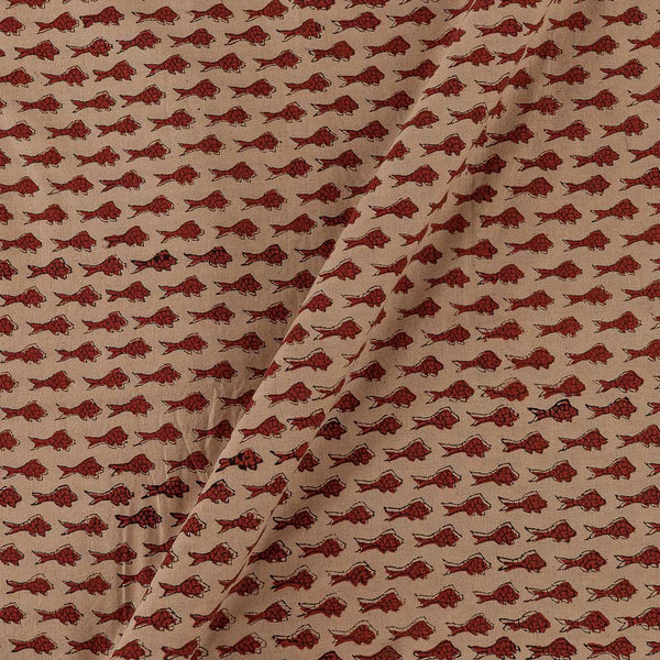Cotton Authentic Bagru Off White Colour Fish Motif Block Print 43 Inches Width Fabric
