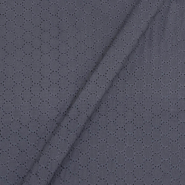 Buy Cotton Steel Grey Colour Schiffli Cut Work Fabric Online 9439M