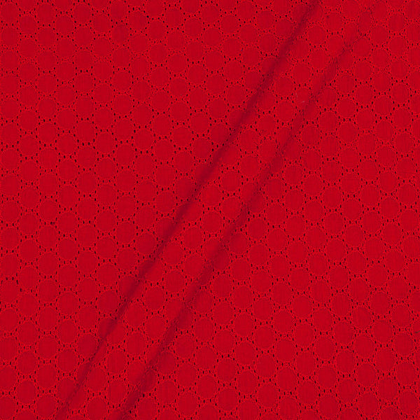 Buy Cotton Red Colour Schiffli Cut Work Fabric Online 9439N