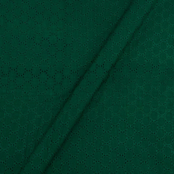 Buy Cotton Bottle Green Colour Schiffli Cut Work Fabric Online 9439T