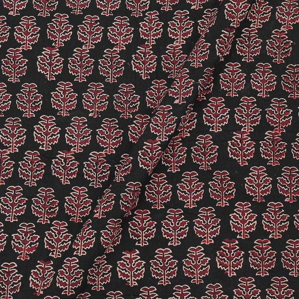 Gamathi Cotton Black Colour Double Kaam 45 Inches Width Sanganeri Hand Block Print Fabric freeshipping - SourceItRight