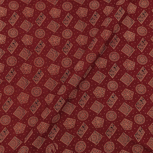 Gamathi Cotton Natural Dyed  Geometric Print Maroon Colour Fabric freeshipping - SourceItRight